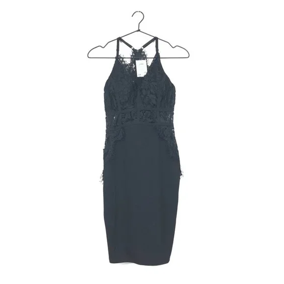 iris | Dresses | Iris Lace Bodycon Sleeveless Mini Dress Black Womens  Medium | Poshmark